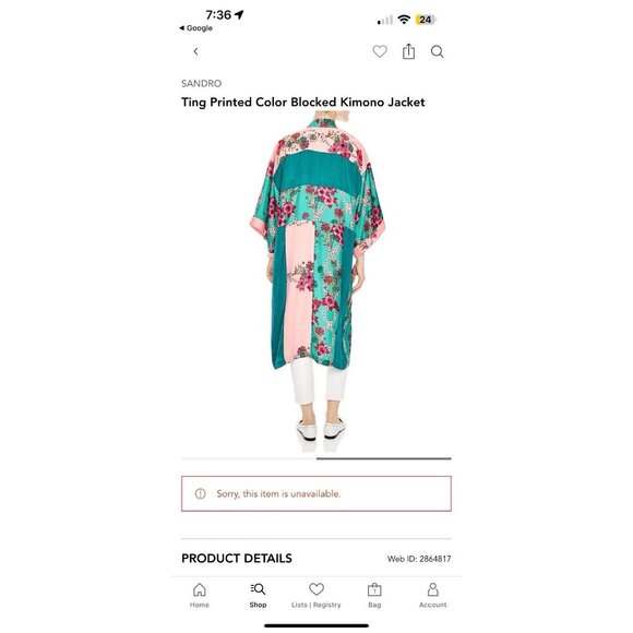 Sandro Kimono Jacket Color Printed Blocked Floral Size 36 - Picture 3 of 12